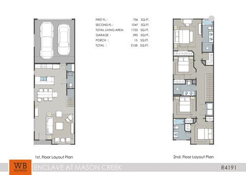 Floor plan for 4 beds, 3.5 baths, 1753 sqft